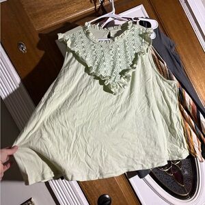 a.n.a Light Green Sleeveless Top with Lace Detail